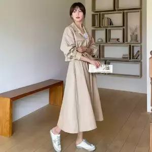 [핑크시슬리] SET/페이즌 바스락 플레어 스커트세트