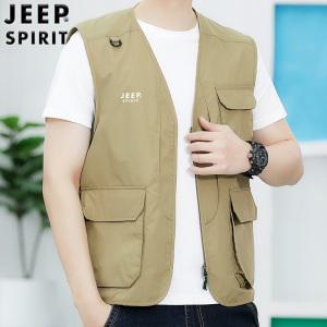 JEEP 남성 여름 얇은 멀티포켓 아웃도어 낚시 작업복 캐주얼 조끼