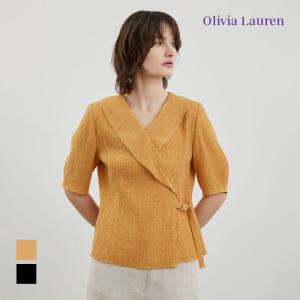 [올리비아로렌] 브이넥 랩 블라우스_VOCNS4M4331