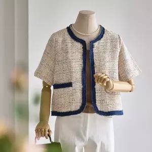 [커스텀에이블]데님라인 트위드 반팔자켓_T2504JK606A