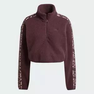 24FW 아디다스 애니멀 프린트 플리스 크롭 반집업 탑 IY5010 DOM