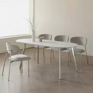 바모스 타원 세라믹 실버 식탁 테이블 6인용 1800