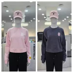 여성 클래식 해시태그 로고 크롭핏 D초코 맨투맨 BA241RM501-DC