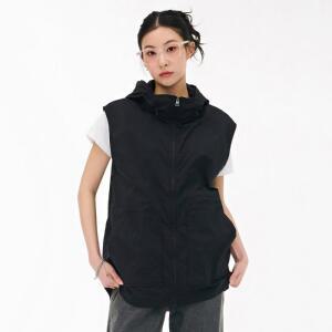 체이스컬트 HC24 여성 후드 베스트 허리 스트링 빅사이즈 스판 집업 조끼 EBRG7371C03