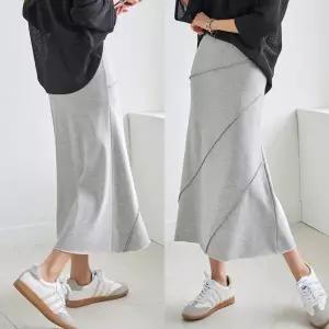 [하프클럽/](55~99) 사선 오버로크 밴딩 롱 스커트 KO51-P-07