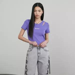 [롯데백화점]에고이스트 어깨 슬릿 포인트 절개 슬림핏 티셔츠 (ER2CH465)