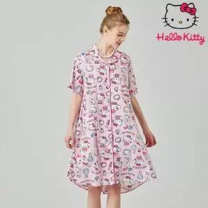산리오 헬로키티 프리미엄 부드러운 면 라운지웨어 반소매 반팔 원피스 HK-4507