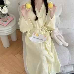 챠밍 레몬 스트라이프 포켓 면로브 샤워가운 실내가운 비치가운 롱가운
