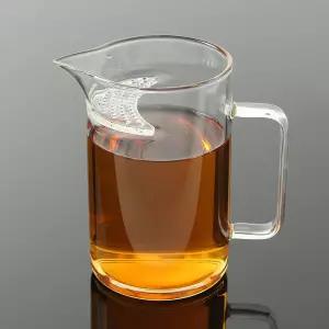 굿데이 내열유리 거름망 일체형 숙우(400ML) 차우림컵 투명머그컵 차도구 아이스커피잔