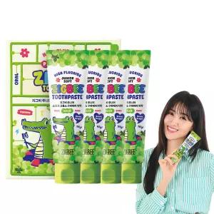 [자연유래 99%] 지.그.비 대용량 고불소 구취제거 주니어 어린이치약 청포도향 117g 4개입