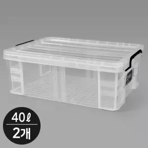 지오리빙 레오박스 다용도정리함 투명 리빙박스 수납 공간 정리함 400(40L) 2개