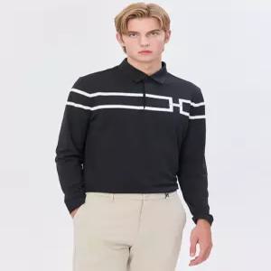 헤지스 골프 남성 24FW [가격인하][스테디셀러]H로고 블럭 긴팔 폴로티셔츠 (BLACK) WPTS4C691BK