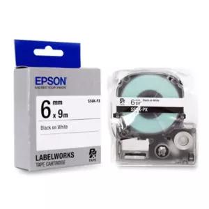 ( EPSON) 라벨테이프 6mm ( SS6K 흰색 검정)/네임/라벨기/프린터/테이프/학교/라벨/인쇄/용지/라벨지