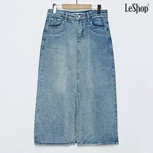 데님 포켓 H라인 데일리 트임 롱 스커트 (DO1WH001A)