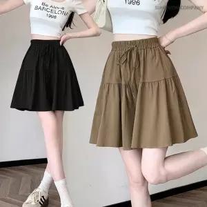 이너퀸 프리수 여성용 빅사이즈 밴딩 고무줄 캉캉 플레어 A라인 하이웨스트 와이드 바스락 여름 얇은 반바지 치마바지 4부 하프 팬츠 캉캉밴딩반바지