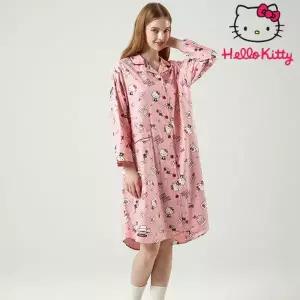 산리오 헬로키티 프리미엄 홈웨어 면잠옷 긴소매 긴팔 원피스 HK-4541