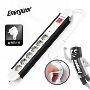 에너자이저 서지보호 고용량 멀티탭 3680W 납작 과부하차단 화이트 6구 2M