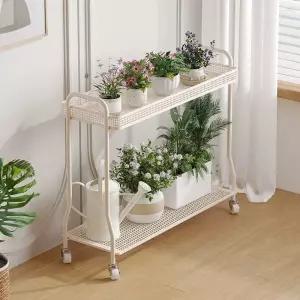 심플 이동식 화분 2단 선반 다이 진열대 철제 거실 식물