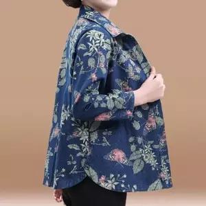 [하프클럽/]은창)도톰 플로랄 데님 청자켓 점퍼 아우터 바람막이 셔츠 겨울