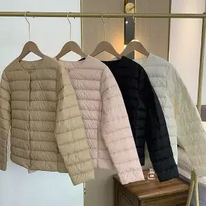 6컬러 여성 겨울 경량 패딩 오리털 100% + 파우치 점퍼 숏패딩 단체 대량