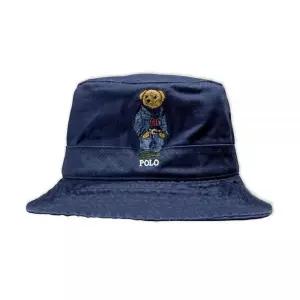 POLO RALPH LAUREN 폴로 남성용 트윌 흩어진 포니 버킷 모자, 네이비129395