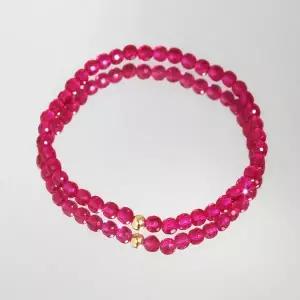 [리즈타라]14K 금볼 루비 원석 팔찌 7월 탄생석 [주문제작]