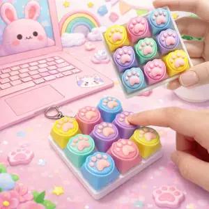 고양이발 딸깍이 키링 9구 키캡 피젯 열쇠고리 선물 백참