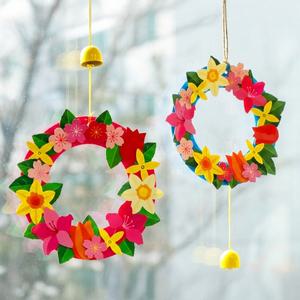 봄 꽃 종이 리스 만들기 DIY 키트 / 재단 종이 봄꽃 계절 모빌 풍경