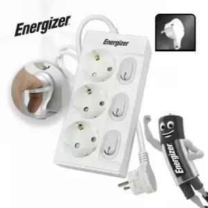 에너자이저 개별스위치 고용량 멀티탭 납작플러그 과부하차단 / 화이트 3구 2M