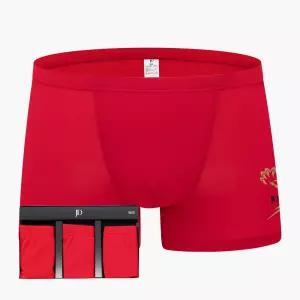 제임스딘 남성 사각 팬티 세트 3매입 50D 폴리 스판 남자 드로즈 아빠 빨강 빨간 레드 붉은 적색 JHMDBZ06