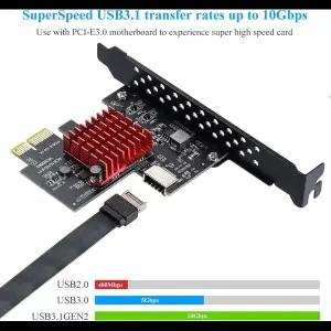 PCI Express 3.0 X1 USB 3.2 TYPE-E 카드 PCIe 전면 Type-C 어댑터 라이저 Type-E USB3.2 A-KEY 10Gbps 확