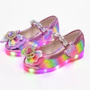 리틀주 왕관 무지개 진주반도 입학 선물 국산 생일 여아 Led 구두