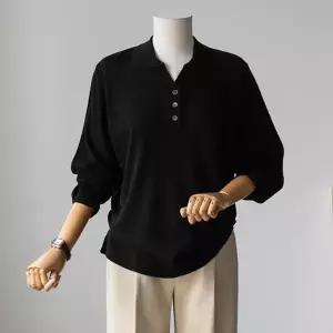 (안나앤플러스) 오픈 카라 버튼 니트[니트CTN8] 빅사이즈