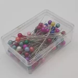 100개입 믹스컬러 시침핀 드레스핀 진주바늘 구슬핀 수예용품 재봉핀 미싱재료 시침바늘