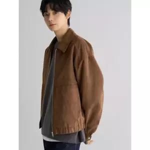 8 seconds 페이크 스웨이드 칼라 블루종 - 브릭 235763