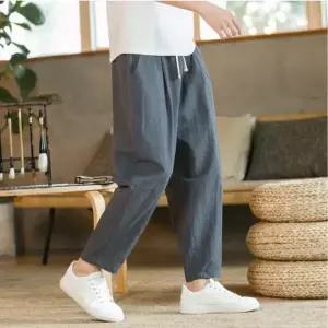 가볍고 FJ139746 시원한 얇은원단 남성 허리밴딩 린넨 9부 팬츠