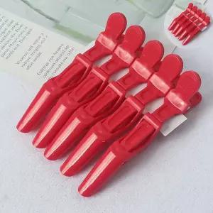 레드 악어 헤어 집게핀 5P 볼륨핀