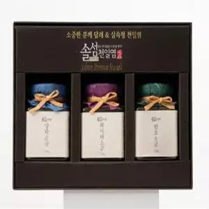 국산 신안 솔섬 3년 숙성 천일염 3종 선물세트 (함초/고운소금)[쇼핑백]