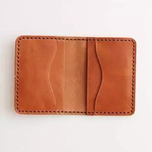 [콩심팥심]수제 가죽 4장 카드 케이스 베지터블 투톤 브라운