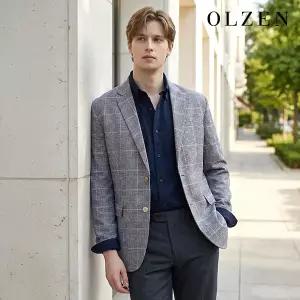 [올젠] 컬러포인트 체크 자켓 (ZPE2KG1803_A)