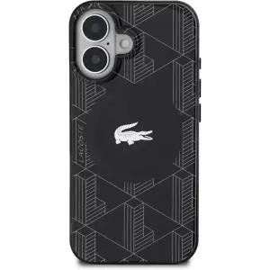 아이폰 16 케이스 라코스테 IML 폰 마그세이프용 | 모노그램 실버 크로커다일 로고 블랙