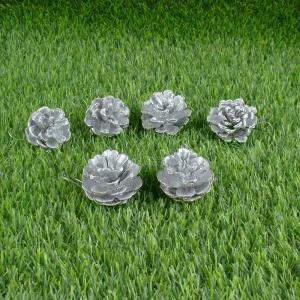 겨울 홈파티 인테리어 크리스마스트리 솔방울 장식 실버 대형 6개입 오너먼트