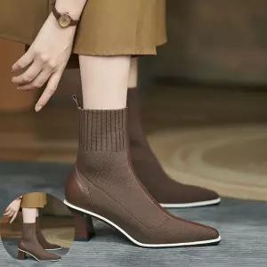 앵글부츠 여성 통굽 스판 니트 삭스 앵클부츠 AK77