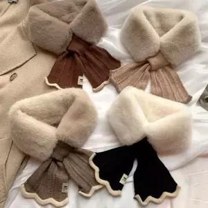 조끼 양털 여성 오버핏 겨울 여성조끼 니트 은창)리본 고리 스카프 목도리 페이크퍼 러블리