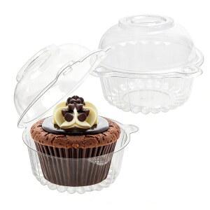 Slomg 돔 뚜껑이 있는 100팩 플라스틱 컵케이크 용기, 일회용 개별 투명 박스 홀더 캐리어, 디저트 도넛 샐러드 웨딩 파티용 케이크 포장 머핀 용기