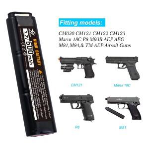 Melasta 6S 2/3N 7.2V 500mAh Ni-MH Airsoft 배터리 CM030 CM121 GF13 Marui 18C P8 M93R AEP AEG M81 M84
