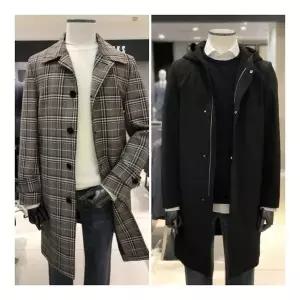 [지이크]체크 맥코트 블랙 후드 트렌치 코트 2종 택1 PYN7300