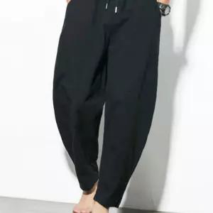 (올핀)남성 밴딩 팬츠 린넨 블루머 통바지 홈웨어 밑단 트임