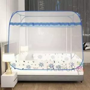 [반려] 사각 원터치모기장 200x180블루플라워 대형모기장 텐트방충망 텐트모기장 침대방충망 퀸침대모기장