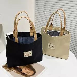 여성버킷백 곰돌이 라벨 미니 캔버스 에코 숄더백 사계절 패션백